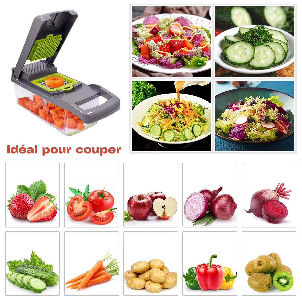 Coupe-Légumes Multifonction 9 en 1 – Découpe Rapide & Précise